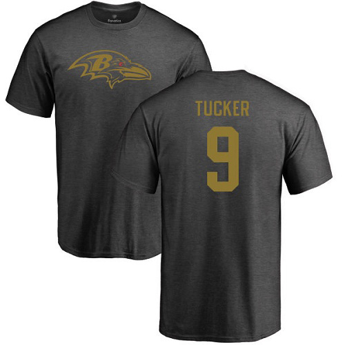 Men Baltimore Ravens Ash Justin Tucker One Color NFL Football #9 T Shirt->baltimore ravens->NFL Jersey
